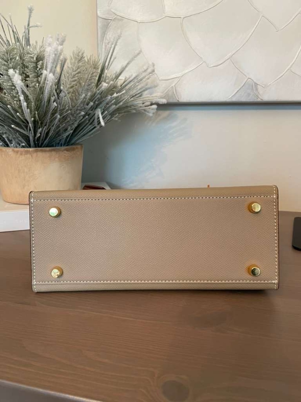 H Kelly bag 25cm Trench Gold bi-color epsom Sellier GHW - Picture 5 of 7